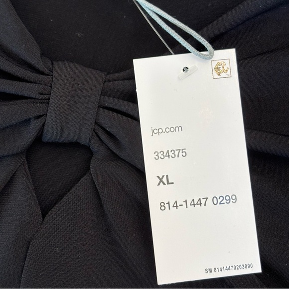 Liz Claiborne Keyhole Neck 3/4 Sleeve Stretch Jersey Blouse Black Large NEW - Picture 9 of 10